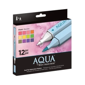 Spectrum Noir Aqua Artist Water Based Dual Nib Pen Set Pack Of 12 - Florals - Picture 1 of 5