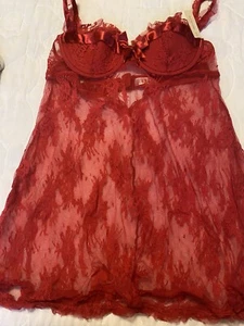 Ambrielle Floral Sexy Sleepwear Lace Lingerie/ Nightie Red Large NWT - Picture 1 of 4