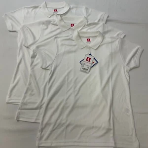 A Plus Short Sleeve Polo Blouse Youth Girls Size XL White 3 Shirts - Picture 1 of 13