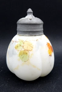 Antique Mt. Washington Glass Lobe Five Melon Hand Painted Salt Shaker - Picture 1 of 8