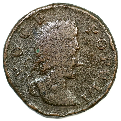1760 N-10 R-5 Tall Head Voce Populi Colonial Copper Coin Cover