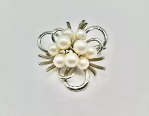 11.6 Gram Sterling Silver Cream Pearl Brooch - Picture 1 of 4