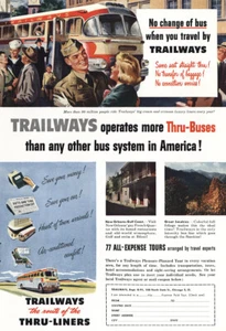 1951 Trailways: Big Cream and Crimson Luxury Liners Vintage Print Ad - Picture 1 of 1