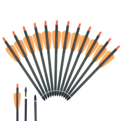 12Pcs 7.5-15In  Carbon Arrow Fletching 2 Vanes Crossbow  Hunting Cobra Bolt - Image 1 of 4
