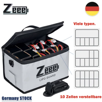 Zeee Lipo Akku Safe Bag Feuerfeste 10Zellen verstellbare Batterie Tasche groß - Bild 1 von 4