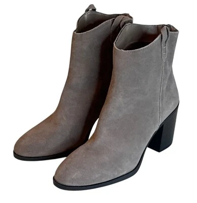 MIA 女式 Rhys 高跟踝靴灰色拉链粗跟 8.5 码全新无标签 — 第 1/4 张图片