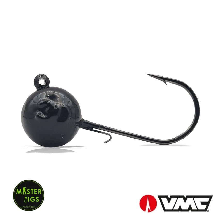 Master Jigs handgemachte Jig Köpfe Schwarz VMC Haken 7161 made in Germany