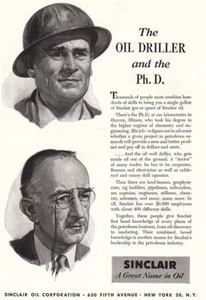 1951 Sinclair Oil: Oil Driller and the PhD Vintage Print Ad - Picture 1 of 1