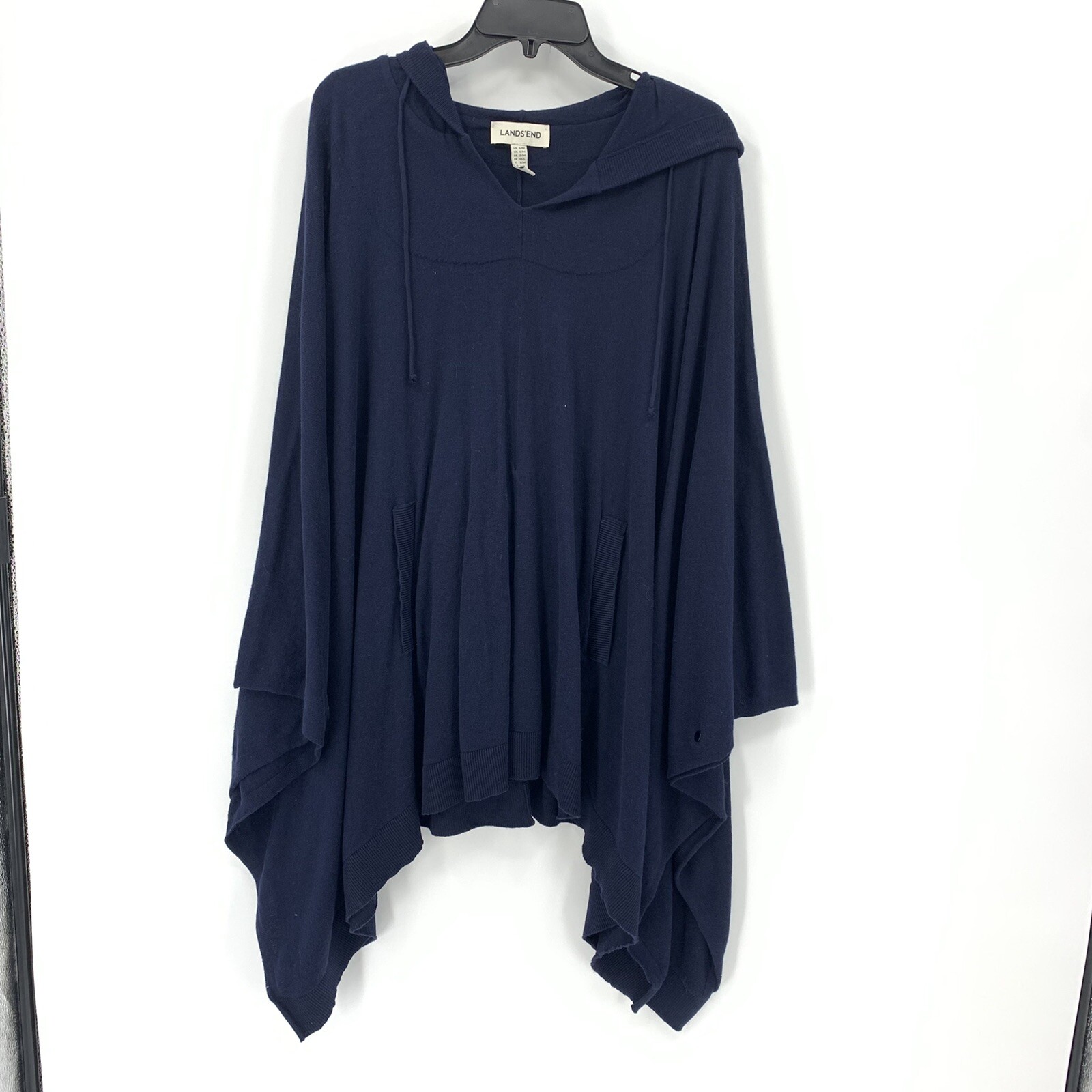 Lands End Cotton Cashmere Poncho Navy 