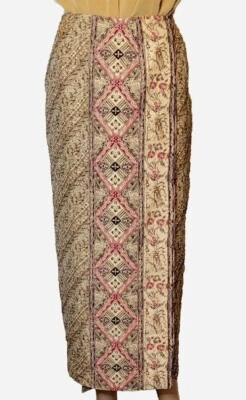 DANA BUCHMAN SILK WRAP  GEOMETIC & FLORAL PRINT MAXI SKIRT SIZE 12 Foto 1 de 4