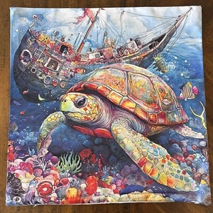 Throw Pillow Cover Shell Case Coastal Beach Sea Ocean Turtle NO PILLOW INSERT - Picture 1 of 2