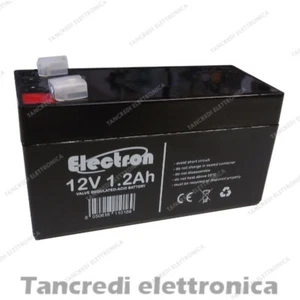 BATTERIA ERMETICA RICARICABILE AL PIOMBO 12V 1,2AH  1,3AH FASTON 4,8MM ALLARME - Picture 1 of 1