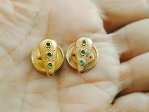 Antique Gold Filled HA & Co Cuff Links Rose Cut Emeralds