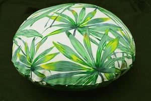 LF817n White Green leaf Cotton Canvas Round Pillow Case/Cushion Cover - Picture 1 of 7