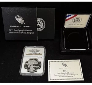 2012 STAR SPANGLED BANNER Silver Dollar NGC PF70💥FLAWLESS QUALITY💥wt CoA & Box - Picture 1 of 6