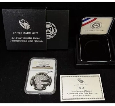 2012 STAR SPANGLED BANNER Silver Dollar NGC PF70💥FLAWLESS QUALITY💥wt CoA & Box - Image 1 of 4