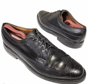 Vintage Florsheim Imperial schwarz SHELL CORDOVAN Wingtip Oxfords BROGUE Schuhe Derby