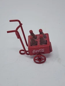 VINTAGE COCA COLA BOTTLES HAND TRUCK PUSH CART MINIATURE 2” - Picture 1 of 7