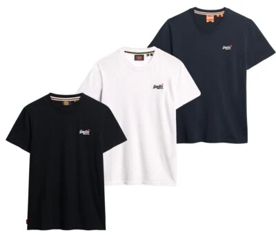 Superdry T Shirt Crew Neck Short Sleeve Contrast Emb Tee Black White Navy Blue - Image 1 of 4