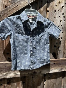 Boy's Toughskin Short Sleeve Chambray Shirt Bicycle 100% Cotton - Size 5/6 - Picture 1 of 4