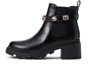 Sugar Favorite Faux Leather Rhinestones Black Booties Shoes Size 6.5M - Picture 1 of 10