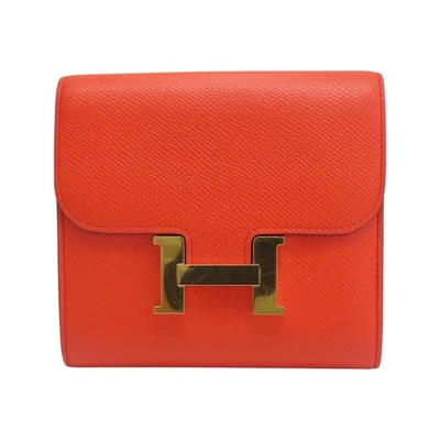 Cartera compacta HERMES Constance cuero Epsom rojo mapa C Foto 1 de 4