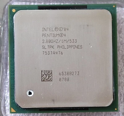 Procesador Intel Pentium 4 2,80 GHz, bus de 533 MHz, Socket 478 SL7PK, vendedor de EE. UU. Foto 1 de 2
