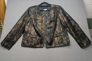 Susan Graver Motorradjacke Damen L Metallic Schwarz Gold Kunstleder Schlangenleder - Bild 1 von 4