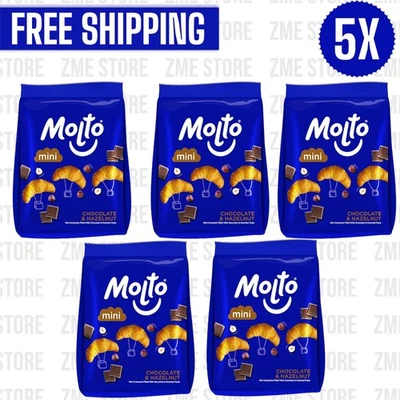 5 Pack X Molto Mini Croissant Stuffed Chocolate With Hazelnut 5 small pieces - Image 1 of 4