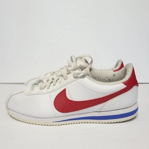 B35 Nike Cortez Basic Forrest Gump Mens 13 Shoes White Red Leather Sneakers - Picture 1 of 7