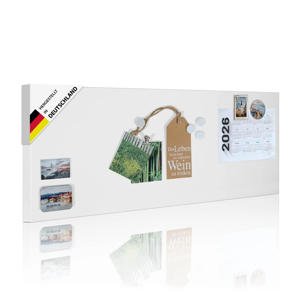 banjado Design Magnetwand weiß Pinnwand Magnettafel 75x30cm Metall Memoboard Neu - Bild 1 von 4