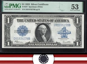 1923 $1 SILVER CERTIFICATE HORSEBLANKET PMG 53 Fr 237 ONE DOLLAR BILL 76278 - Picture 1 of 3