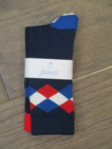 JACADI BOYS BLUE COLORBLOCK DRESS SOCKS DUO 2-PACK NEW - Picture 1 of 4