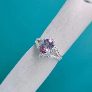 Anillo con halo de alejandrita, anillo de plata de ley 925, anillo de... - Imagen 1 de 10