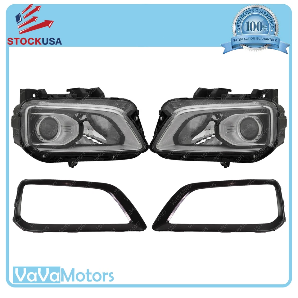 Fits 2018 2019 2020 2021 Hyundai Kona Halogen Headlight & Bezel Left Right Pair - Image 1 of 4