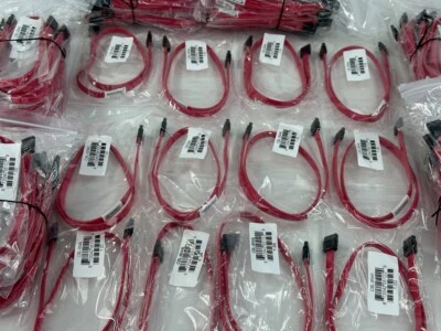 Lot of 100 Supermicro SATA3 57.5cm Cable CBL-0044L 2ft Flat Straight-Straight - Image 1 of 4