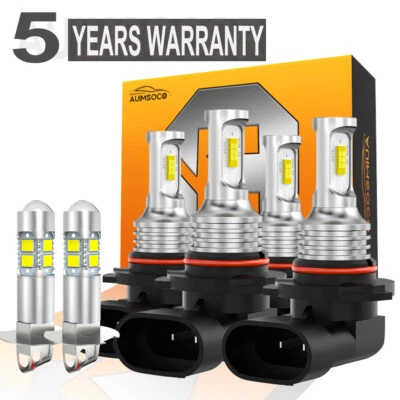 For Saturn SW1 SW2 Wagon 1.9L 1993-1995 Pure White LED Headlight Fog Light Bulbs - Image 1 of 4