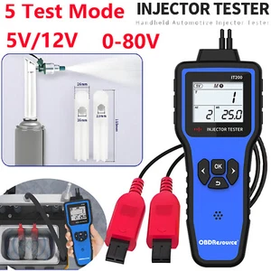 Probador y kit limpiador de inyector de combustible doble portátil 5V/12V 5 modos de pulso 0-80V - Imagen 1 de 13