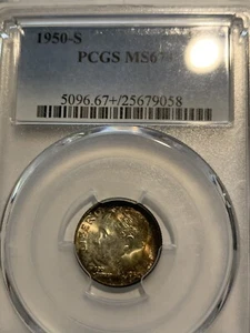 1950 S Roosevelt Dime PCGS MS67+ 10Cents “SUPER TONE” Looks FT?” Silver Bullion - Picture 1 of 5