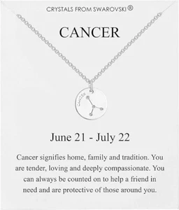 Philip Jones Cancer Zodiac Star Sign Disc Necklace, (Free Fast Delivery 🚚 ) - Picture 1 of 6