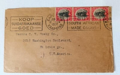 1926 Cape Town South Africa Cover, St. Louis, MO. "BUY South African Made Goods" - Image 1 of 2