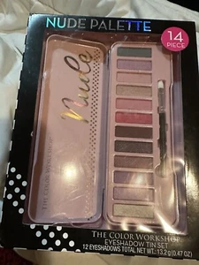 Eyeshadow-14 PC-NUDE PALETTE-The Color Workshop Palette With Applicator Tin M20 - Picture 1 of 2