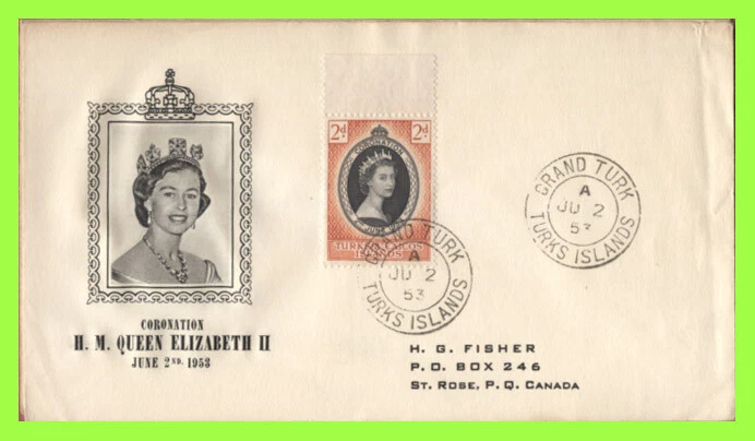 Turks & Caicos 1953 QEII Coronation (Fischer) First Day Cover - Image 1 of 1