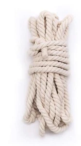 50 Feet 5/8" Natural Triple-Strand Twisted Cotton Rope - Picture 1 of 6
