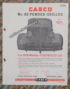 Original 1939 Dealer Catalog Insert CASCO Accessory Fender Grills Chevy vtg auto - Imagen 1 de 2