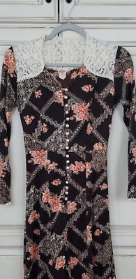 Maxi Vestido De Colección Tres Petite Dallas Cottagecore Pradera Victoriano S Floral Encaje Xs Foto 1 de 4