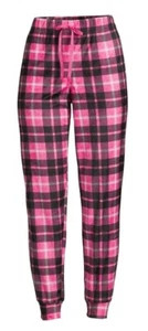Damas L (12-14) Rosa Cuadros Peluche Terciopelo Pantalones para Dormir Súper Suaves y Cálidos - Imagen 1 de 5