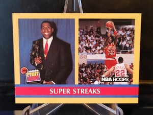 MIchael Jordan Magic Johnson 1990-91 NBA Hoops Super Streaks #385 Bulls Lakers w