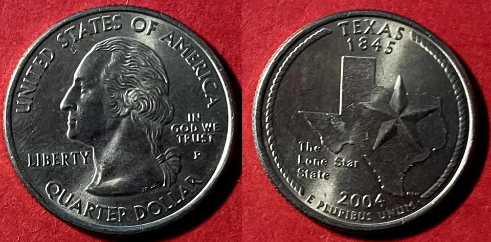 USA 2004 P Washington Quarter Texas KM-357 Copper-nickel clad copper BUNC #20 - Image 1 of 1