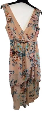 Pink Boutique Floral Asymmetrical Occasion Dress Size 8 No Belt - Image 1 of 4